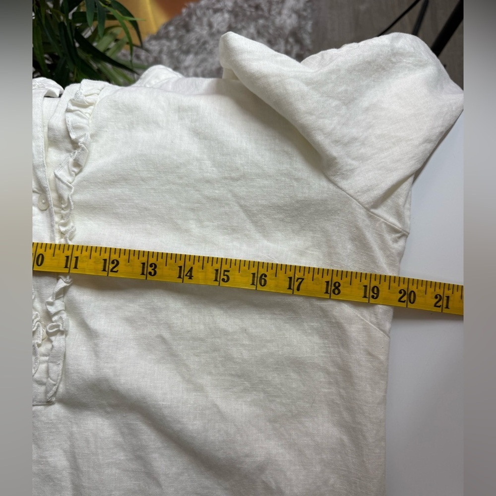 Lilly Pulitzer White Linen Roll Tab Sleeves Tunic Top Sz 6 - Picture 11 of 12